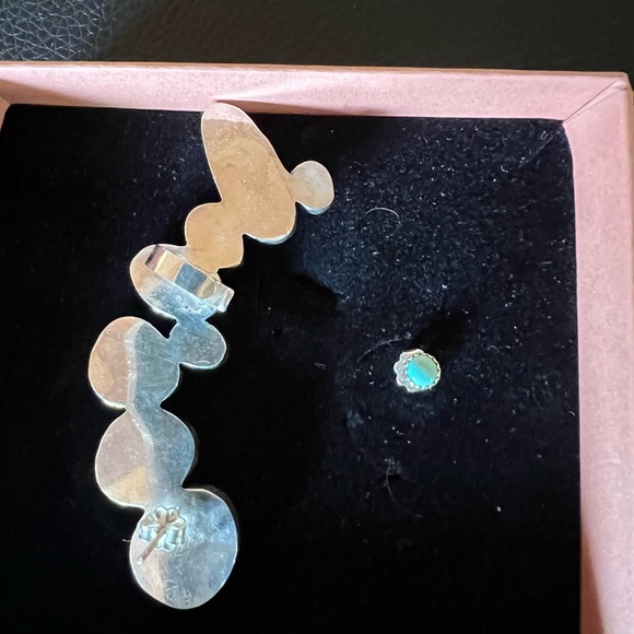 Turquoise and Silver Ear Cuff with matching Stud - Picture 2 of 3